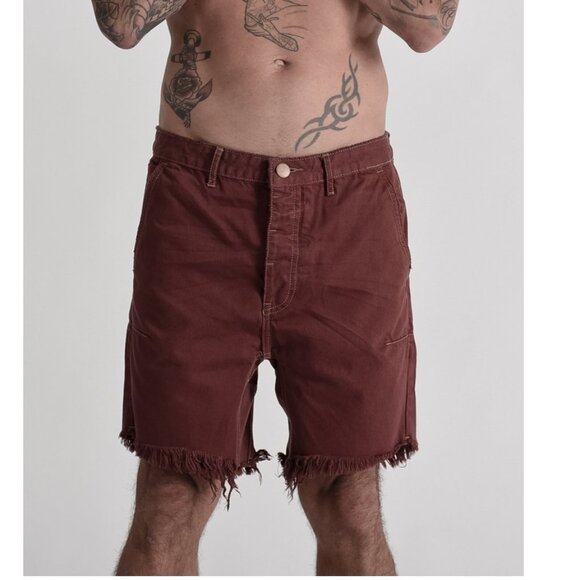 One Teaspoon BORDEAUX MR PINKS RELAXED STRAIGHT LEG SHORT Size 28 - Picture 5 of 15